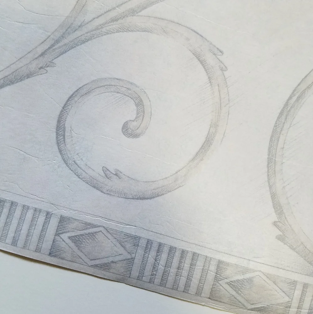 Wallpaper Border Gray & White Swirls